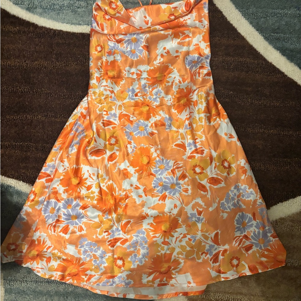 Beginning Boutique Orange Floral Mini Dress